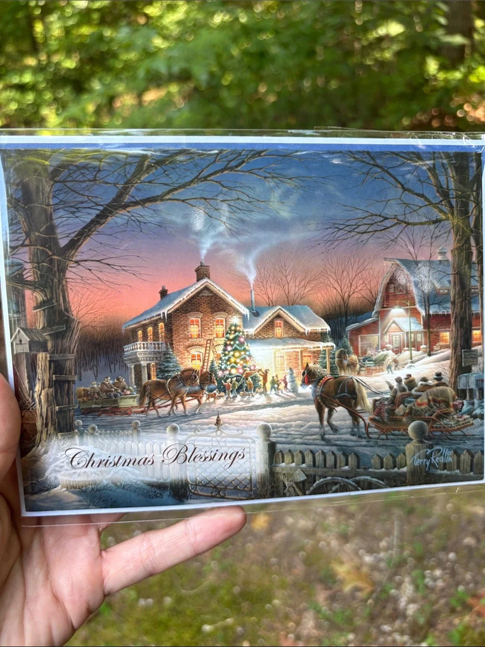 Terry Redlin Vintage Christmas Cards Set of 4 w/ Vignette Envelopes